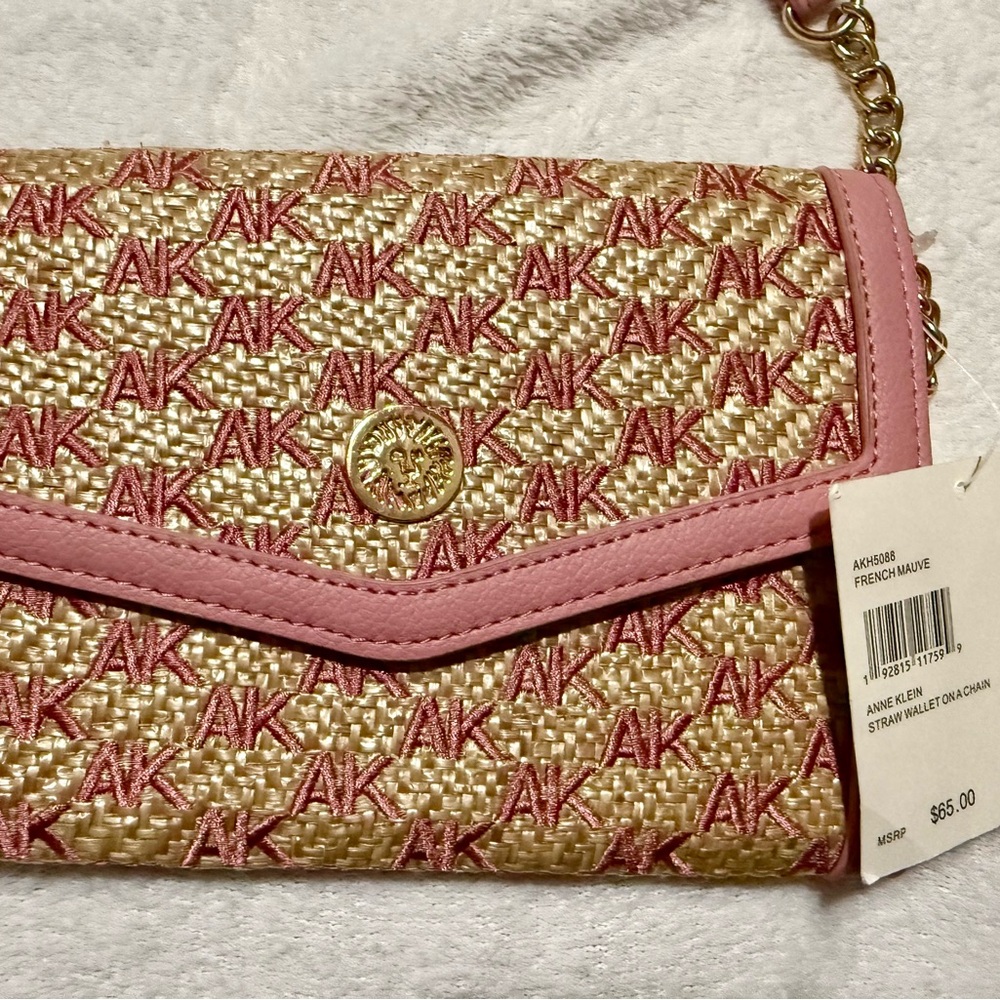 Anne Klein Pink and Gold Woven Wallet